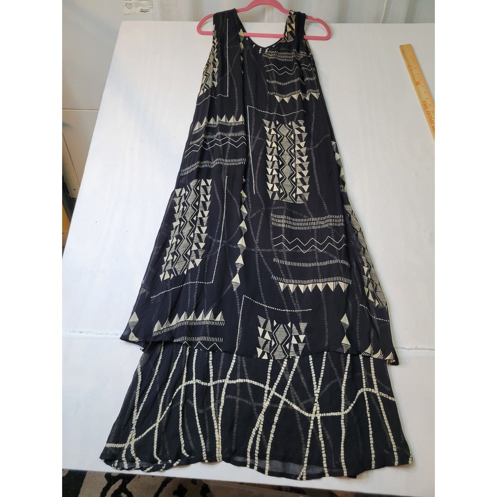 Avenue Womens Black Geometric Tribal Print Rayon Sleeveless Maxi 18/20 2229